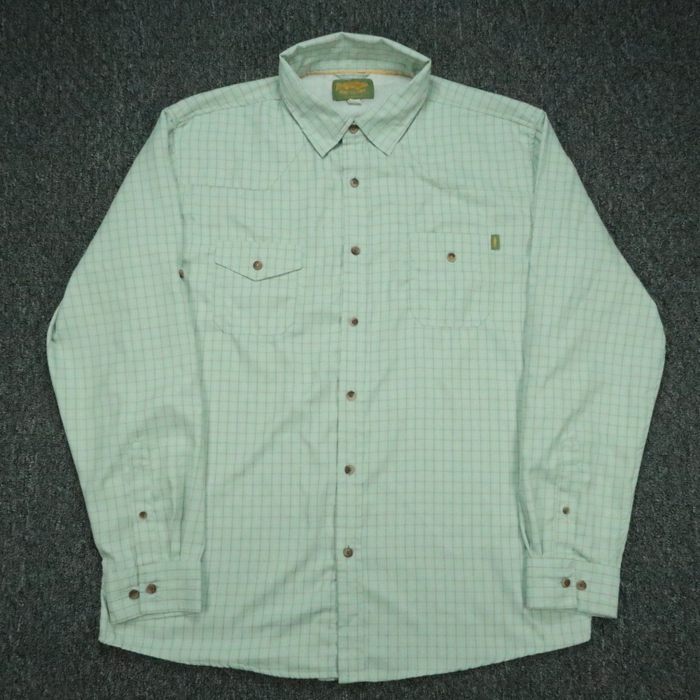 Marsh Wear Shirt Mens Large Green Plaid Long Sleeve Fishing Button Up Outdoors